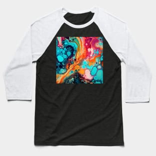 Aquatic Color Fusion Abstract Baseball T-Shirt